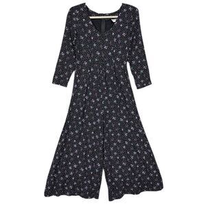 Vintage Rampage Floral Print Jumpsuit Size 7 Black Rayon